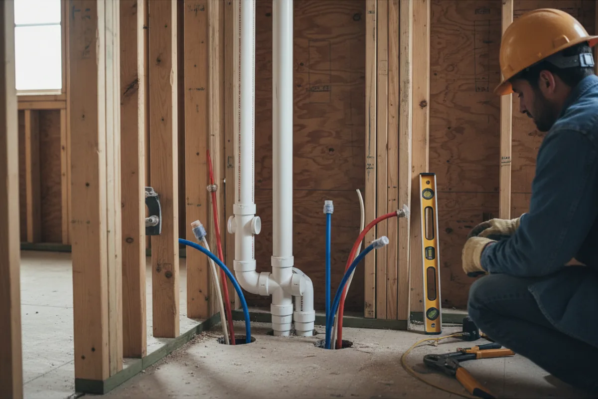 Drain and supply rough-in during Sump Pump Repair in Bear Mountain